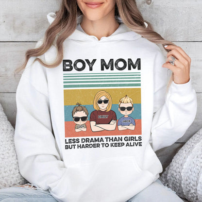 PST154 Boy Mom Less Drama Than Girls But Harder To Keep Alive - Personalized Custom T-shirt Hoodie
