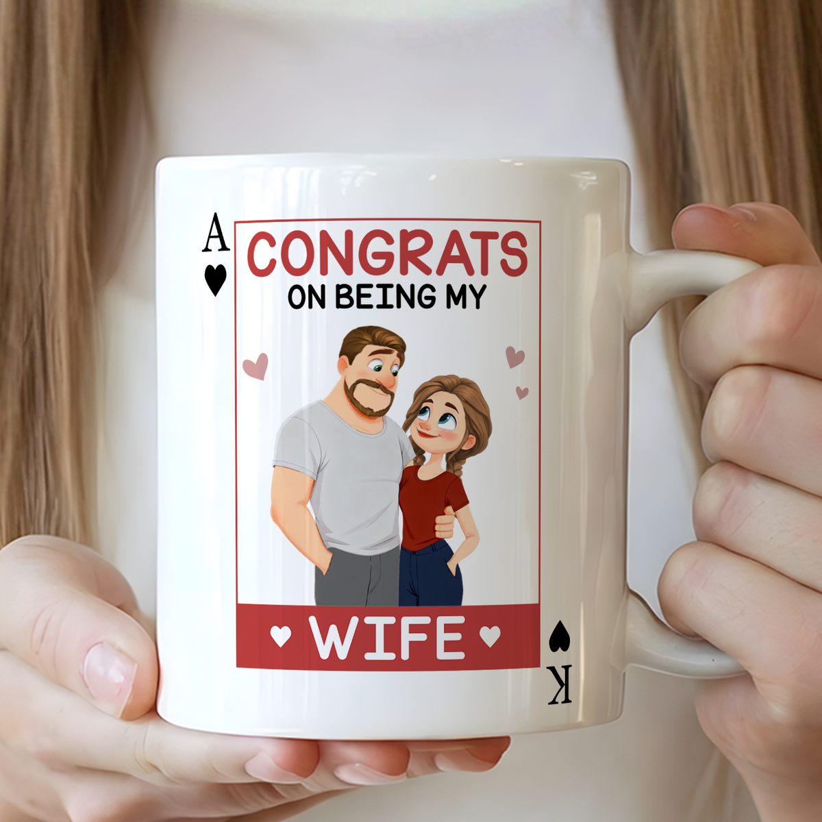 VPST82 Congrats On Being My Wife Playcard - Personalized White Mug Accent Mug