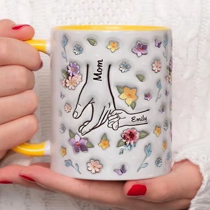 PST190 Hold My Hand 3D Inflated Effect Printed - Personalized White Mug Accent Mug