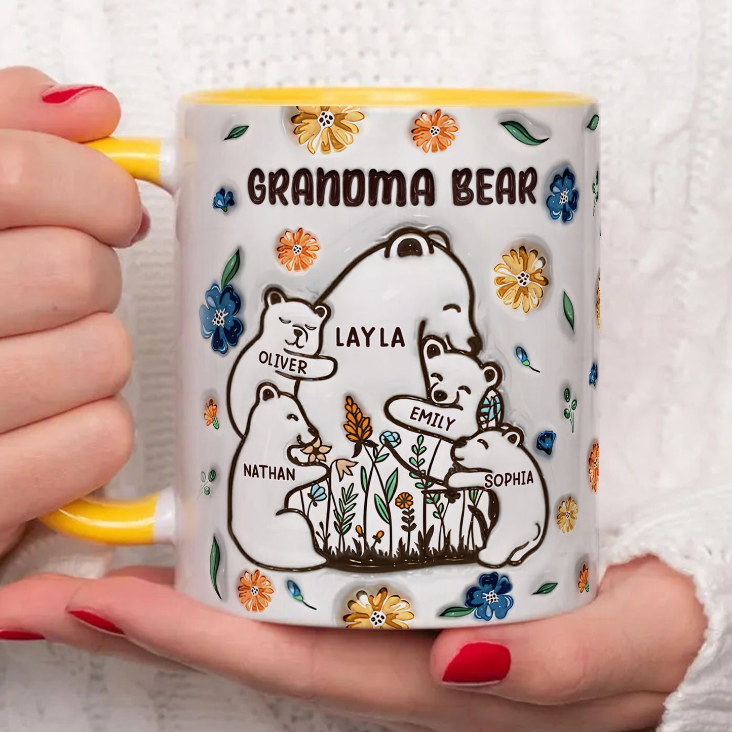PST198 Mama Bear Grandma Bear - Personalized White Mug Accent Mug