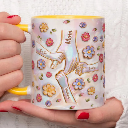 PST205 Hold My Hand 3D Inflated Effect Printed - Personalized White Mug Accent Mug