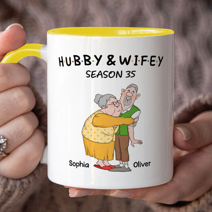 PST129 Hubby and Wifey Old Funny Couple - White Mug Accent Mug