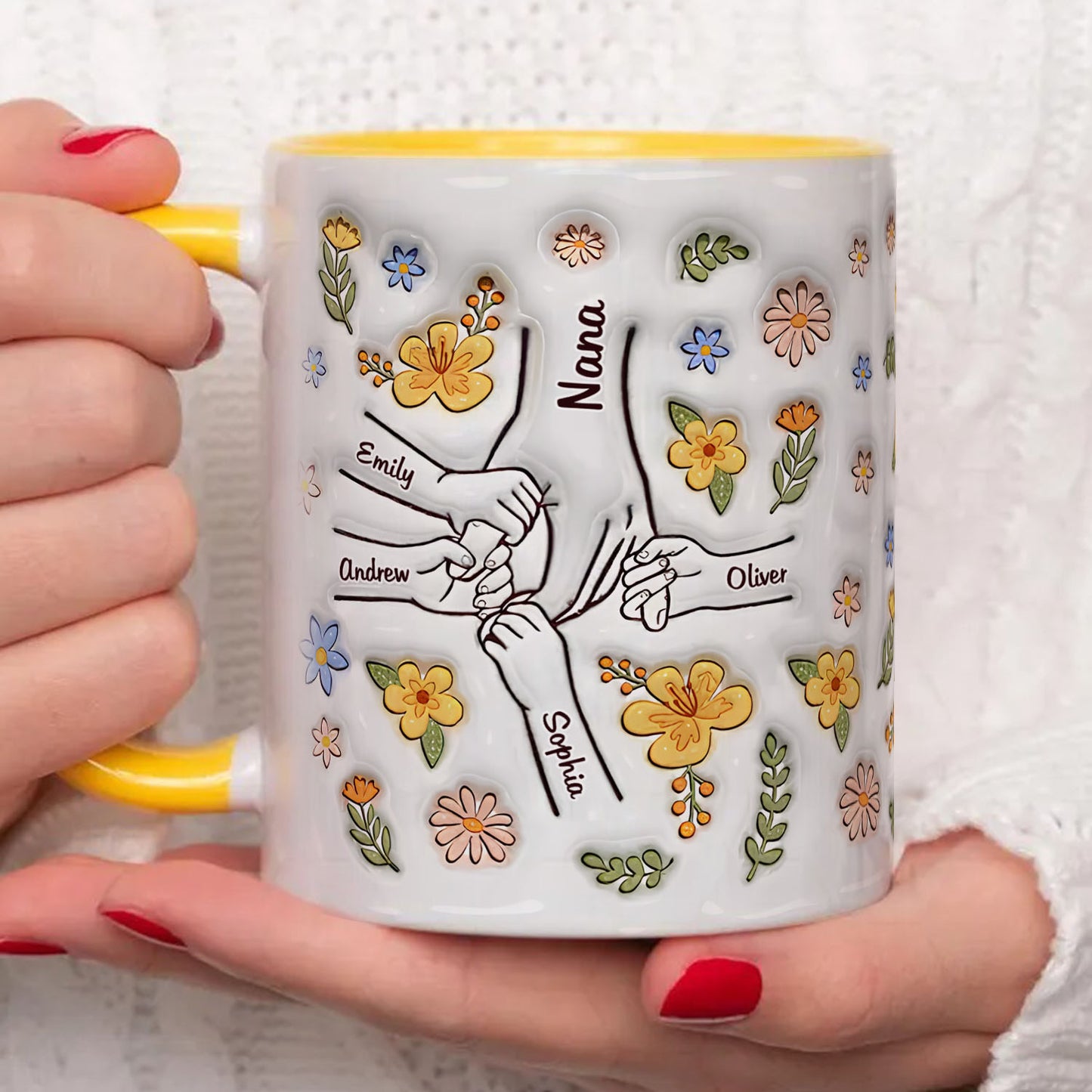 PST191 Hold My Hand 3D Inflated Effect Printed - Personalized White Mug Accent Mug