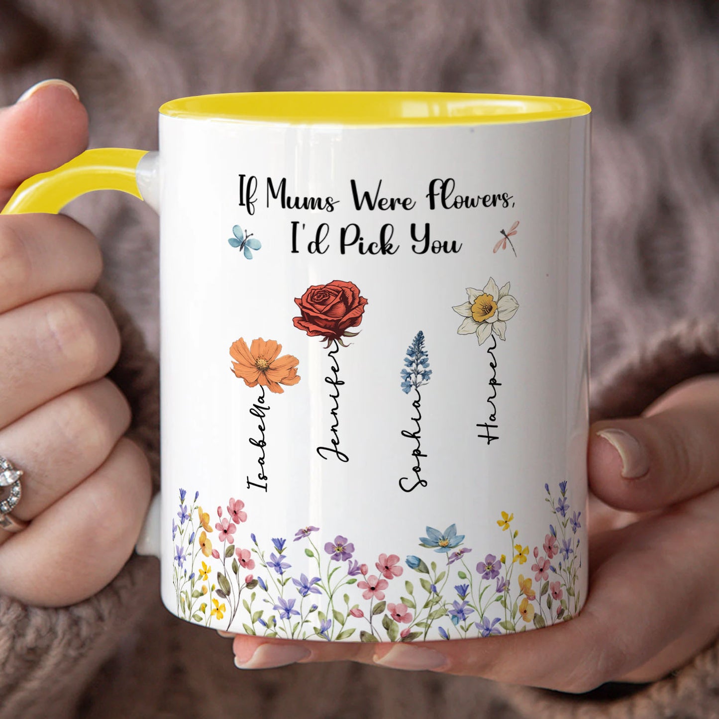 PST144 If Moms Were Flowers - Personalized White Mug Accent Mug